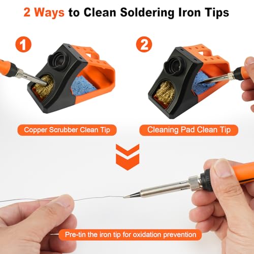 Image of 939D+ Digital Soldering Station, 100W Equivalent Soldering Iron Kit with PID Temperature Control (392F-896F), F /C Display, Fast Heating, ESD Safe, Lead Free Accessories (Orange)