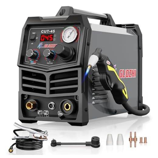 GZ GUOZHI Plasma Cutter, 45 Amp Air Inverter Plasma Cutter, 110V/220V Dual Voltage Digital Display IGBT Inverter Plasma Cutting Machine with 2T/4T/TEST, Automatic Drainage System