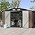 Aoxun 9.4x7.3x6.5 FT Outdoor Storage Shed, Garbage Can, Outdoor Metal Shed for Tool, Garden, Bike, Placed in Patio, Garden Brown Base Included