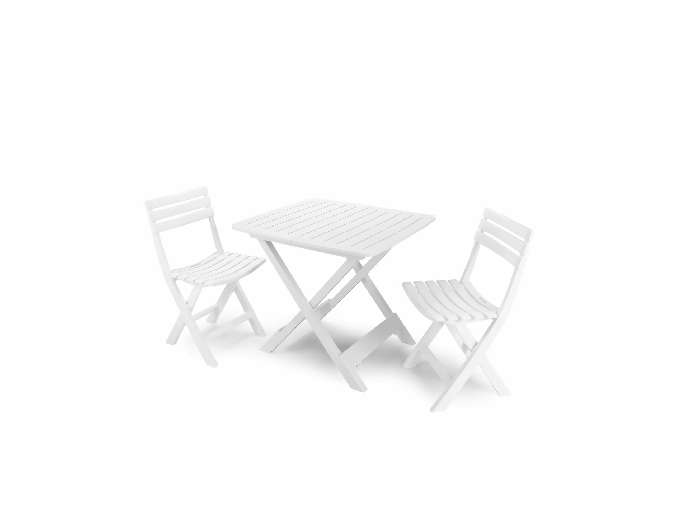 Tavolo da Giardino Modello Tevere da esterno in Robusta Plastica 79x72x70 Compreso 2 Sedie Birki Pieghevole per un Facile Trasporto per Camping Picnic