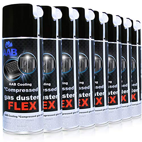 Compressed Gas Duster Flex 400ml - Wertpaket 8 Stück - mit Flexiblem Schlauch – Druckluftreiniger, Druckluftspray, Druckgasreiniger,