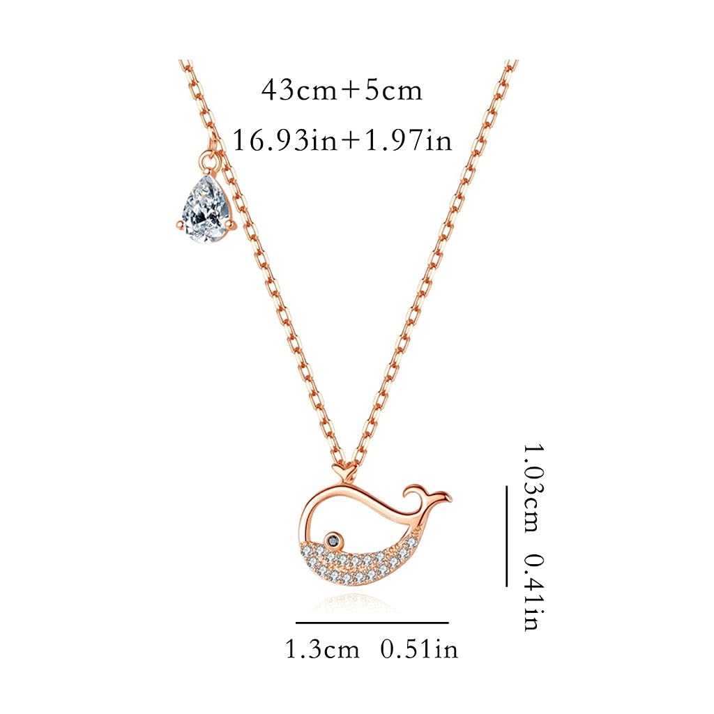 Collane Collana a Sospensione clavicola Lunghezza Totale 16.93in, collane per Donna, Piccola Forma di Balena, collane in Argento Sterling Collana da Donna