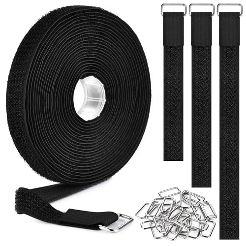 Nettbe 0.75'x19.7ft Hook and Loop Straps with 30 Buckles Adjustable Cut-to-Length Cable Ties...