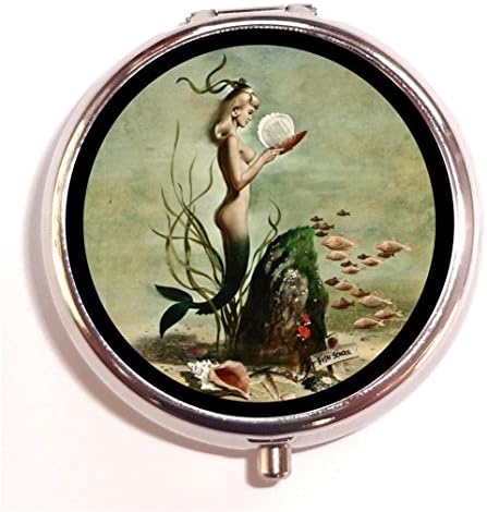 Mermaid with School of Fish Pill Box Pill Case Mermaid Illustration Art Medicine Organizer