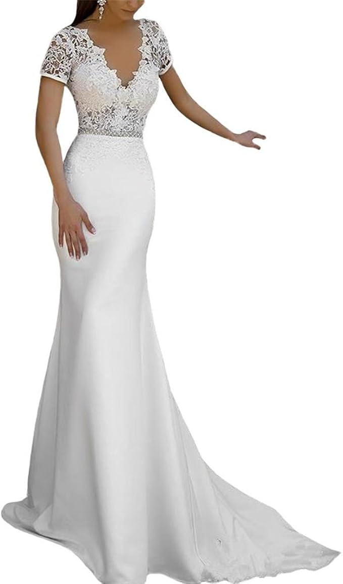 wedding dresses with short sleeves and lace