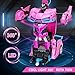 Bloolilies Rc Car, Remote Control Car Toys for Girls Birthday Gifts, 1:18 Pink Transform Robot Toy Cars with 360° Rotating Led Lights & One Button Deformation Transform Toys for Kids 3 4 5 6 7 8+