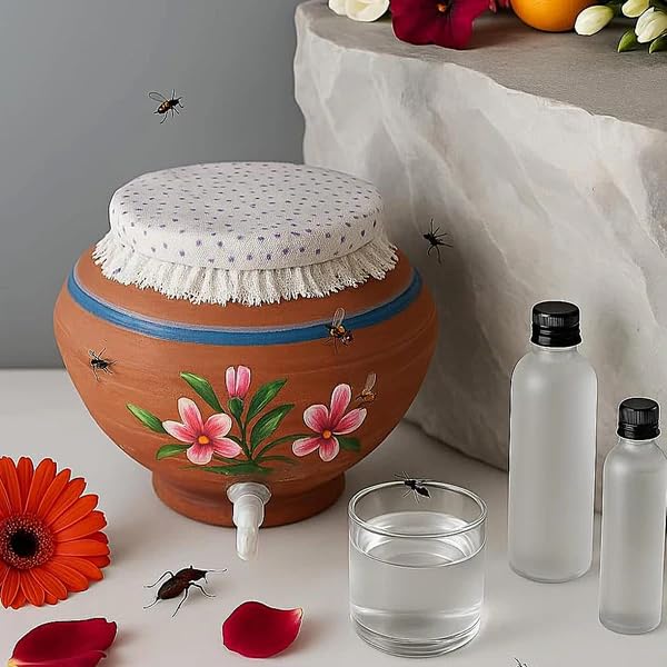 VIVITO Cotton Matka Cover | Elastic Water Filter Cloth for Matki & Pot | Hand Washable, Reusable, Insect & Dust Proof Strainer with Adjustable Rubber Grip | (Any Color/Pattern, Pack of 4)-image-13