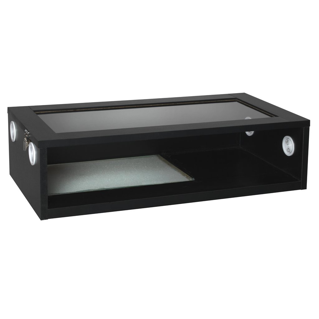 HabiStat - Black Terrainium - L76 x D38 x H20cm (30 x 15 x 8") - Tall Reptile Enclosure - Easy Access - Simple Set Up - Glass Terrarium - Reptile Accessories