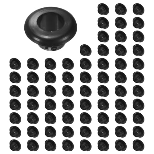 M METERXITY 70-Pack Cable Railing Rubber Grommets, 10mm Drill Hole 8mm ID Eyelet Ring Gasket for Wiring, Wire Cable, Automotive, Metal Cable Railing Post, Car Grommet [Black]