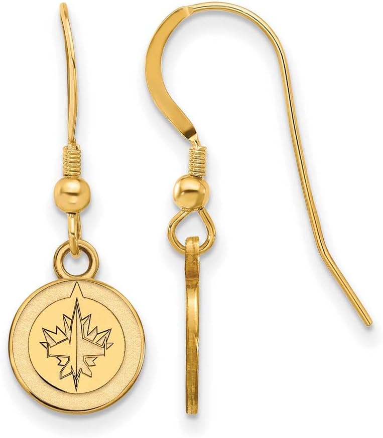 Winnipeg Jets Extra Small (3/8 Inch) Dangle Earrings Wire (Gold Plated)