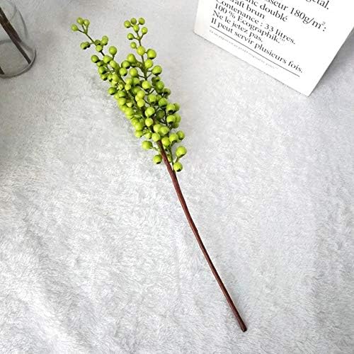 7pcs Artificial Small Berry Fruit Fruit Foam Bean Branch Simulation Plant Wedding DIY Home Garden Office Decoration - (Color: Green)