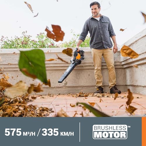 WORX WG583E Accu-bladblazer, 40 V, 3-in-1 multifunctioneel voor het samendrukken, opzuigen en mulchen, luchtsnelheid 335 km/u, luchtverplaatsing 575 m³/uur, inclusief 2 x 4 Ah accu's en oplader - Afbeelding 3