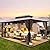 YOLENY 10'x13' Hardtop Gazebo, Outdoor Polycarbonate Double Roof Canopy, Aluminum Frame Permanent Pavilion with Curtains and Netting, Sunshade for Garden, Lawns, Patio
