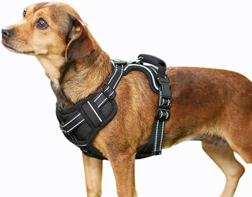 Arnés acolchado reflectante para perro, ligero antidesgarros, arnés ajustable para mascotas al aire libre para perros pequeños, medianos y grandes