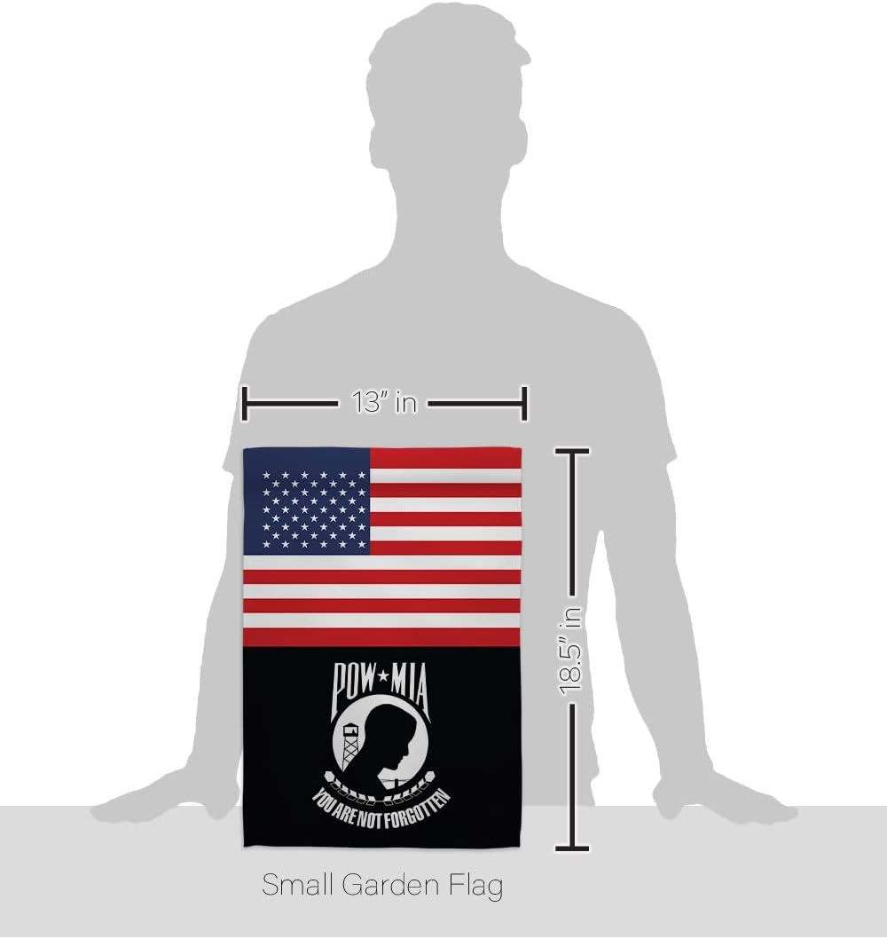US POW MIA Garden Flag - Armed Forces Vietnam WarUnited State American Military Veteran Official - House Decoration Banner Small Yard Gift Double-Sided Made in USA 13 X 18.5