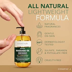 Cosmetasa massage oil for sore muscles with roller ball soothes joints muscles with arnica lavender oil peppermint oil chamomile extract unisex  urban country home decor