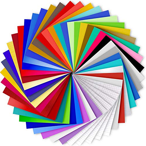 Vinyl Sheets, Ohuhu 45 Permanent Adhesive Backed Vinyl Sheets Set, 40 Vinyl Sheets 12