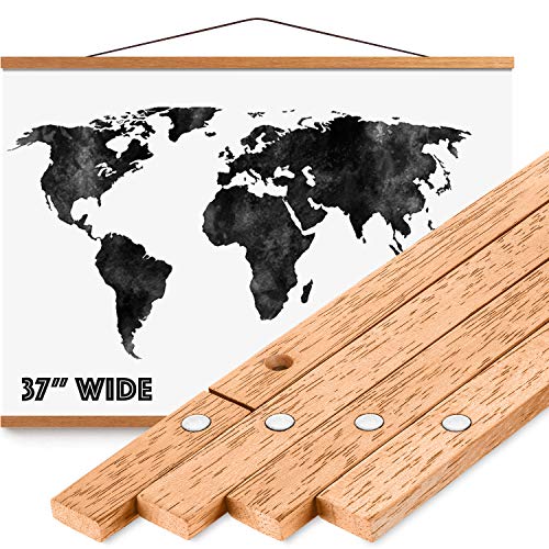 Magnetic Poster Hanger Frame 37" - Premium Quality Wood, Extra Strong Magnets, Quick