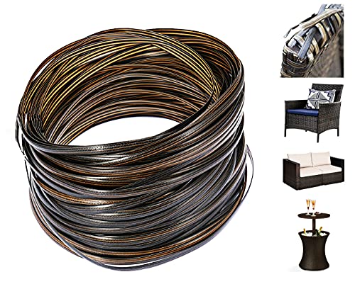 Wicker Repair Material,Synthetic Embossing Rattan Furniture Fix Kit Gradiant Coffe Brown Flat Plastic Weaving Material for Rattan Furniture and Chair Basket Patio Conversation Furtinue-220ft(1.1lb)