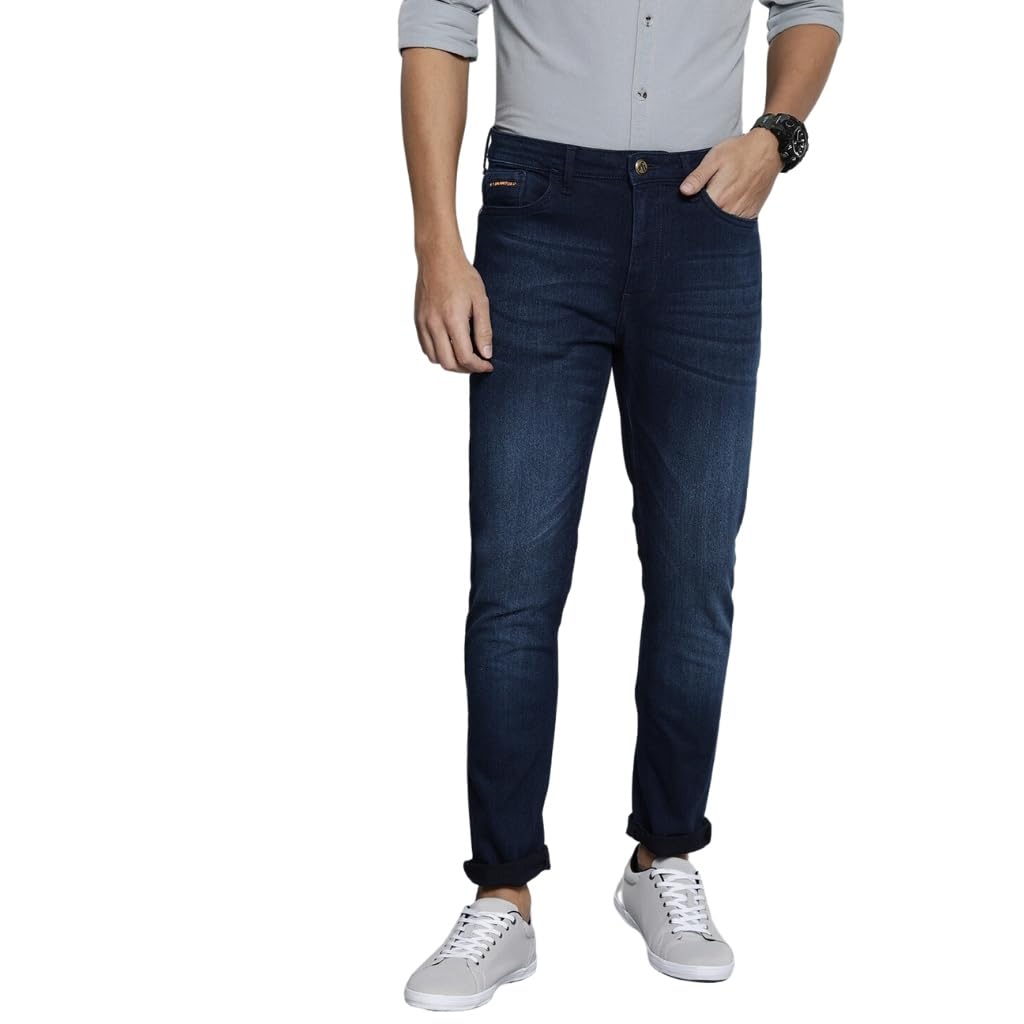the indian garage co Men's Slim Fit Mid Rise Solid Mid-Rise Stretchable Jeans-picture-40