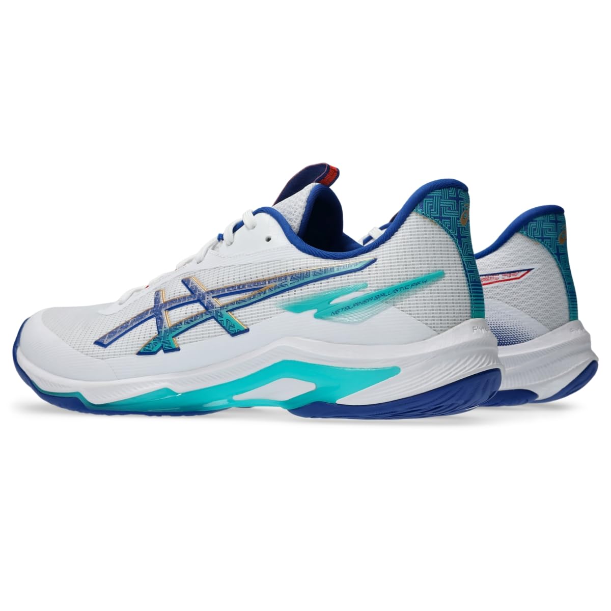 ASICS Men's Netburner Ballistic FlyteFoam 4 Volleyball Shoes, 10.5, White/ASICS Blue