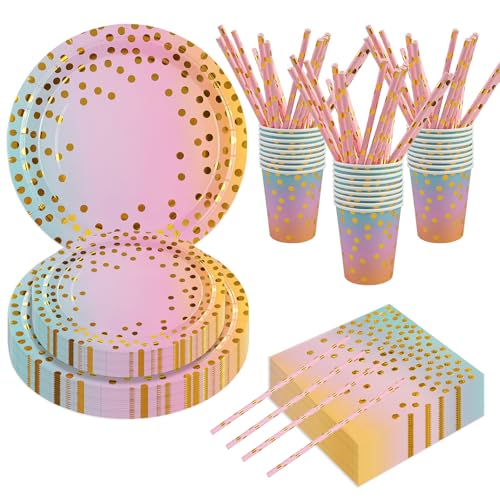 80Stück Geburtstag Party Geschirr Set, Gradient Punkt Dekorationen...