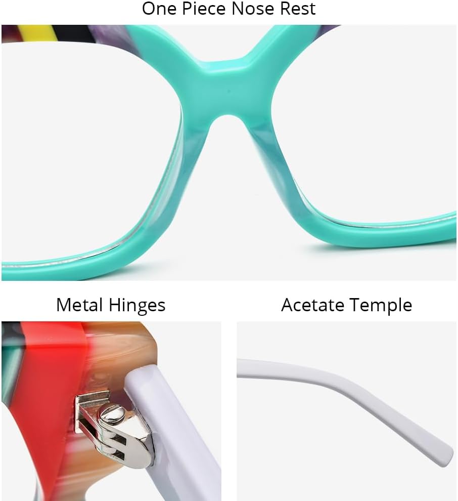 HEPIDEM Multicolor Acetate Glasses Frame Women,Oversize Round Optical Eyeglasses 9345 - Image 4