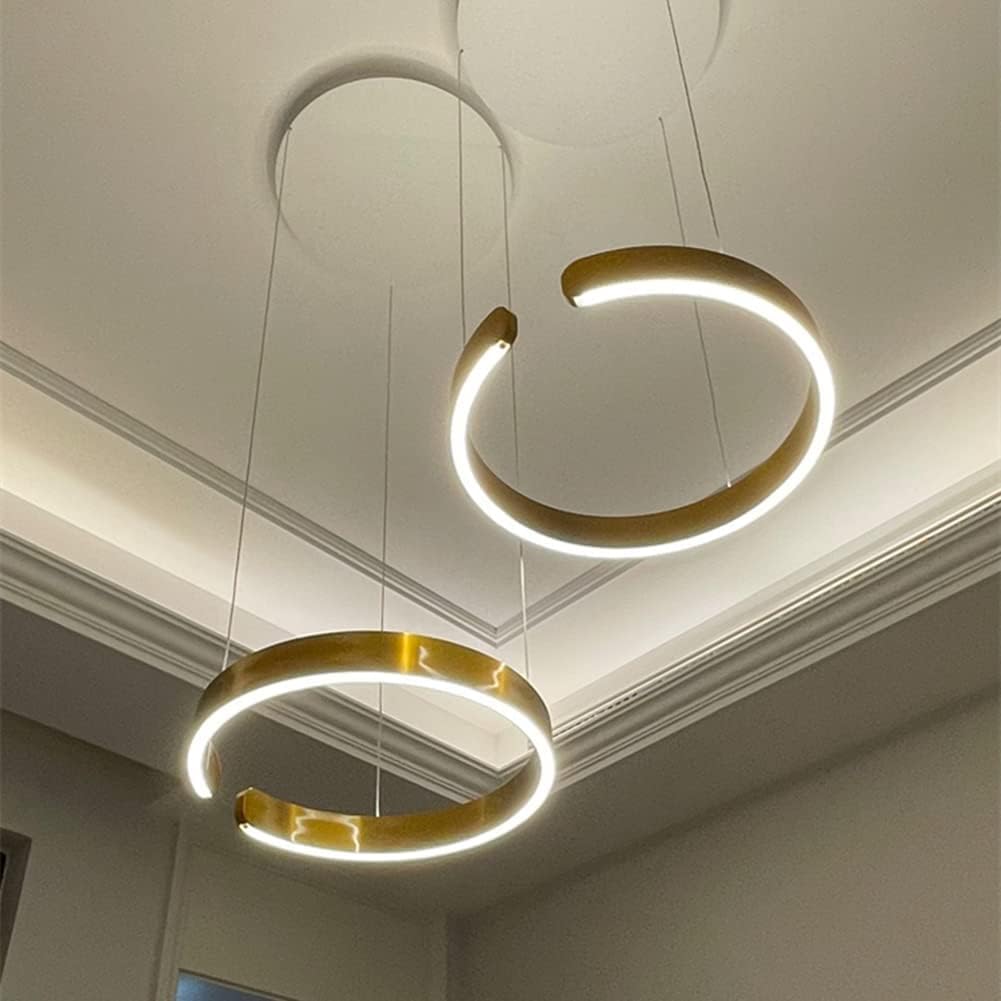 Nowoczesny żyrandol LED 1-Ring, okrągła lampa wisząca, montaż na płasko, różowe złoto, okrągła, nowoczesna lampa wisząca na wyspę kuchenną, do jadalni, przedpokoju, restauracji, sa