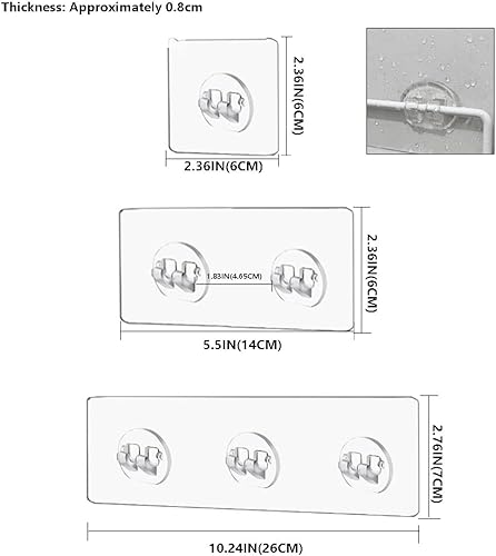 Miniatura 2 de 24 piezas de repuesto adhesivo para regadera, ganchos adhesivos, adhesivo transparente fuerte, adhesivo para estante de ducha para soporte de jabón,