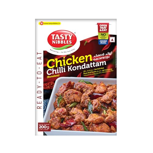 Image of TASTY NIBBLES Ready to Eat Chicken Chilli KONDATTAM | Kerala Special | Open Heat & Eat | Non-Vegetarian | No Added Preservatives | Japanese Retort Technology 200GM Pouch (Pack of 1)