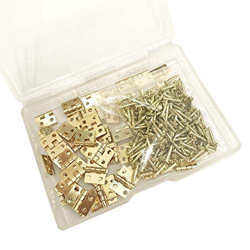 Daimay 50 Pieces Mini Pure Copper Hinges Retro Brass Hinges with 200 Pieces Replacement Nails for Wooden Box Jewelry Chest Box Cabinet DIY Accessories - Image 4