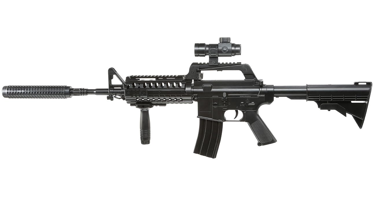 Softair Wellfire M4 CASV mit Schalldämpfer Springer unter < 0,5 Joule Maschinen- Sturm- Gewehr Waffe