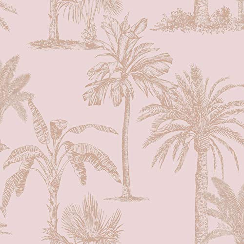 Holden Decor Papel pintado Glistening Tropical Trees Blush Pink 12822 Indulgence 10,05 m x 0,53 m Cover