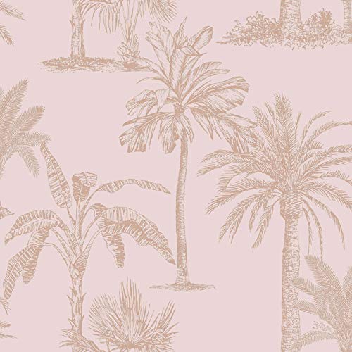 Holden Decor Glistening Tropical Trees Blush Pink 12822 - Papel pintado