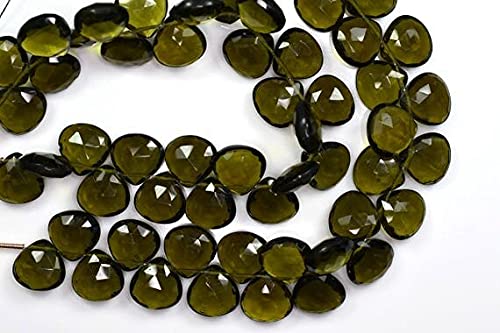 Perles de quartz cœur 12mm couleur vésuvianite pour créer vos bijoux d'été personnalisés