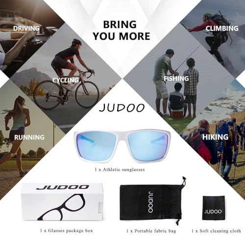 JUDOO Óculos de sol esportivos para homens e mulheres UV400, óculos de corrida, lentes espelhadas, b