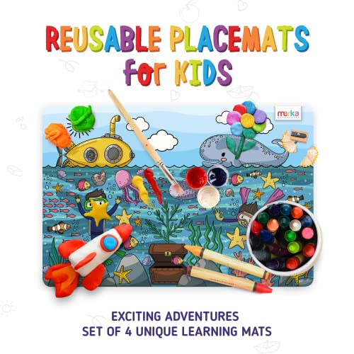 merka Kids Placemats Educational Placemat Non Slip Designer Set Ocean Space Jungle Unicorns Learning Placemat for The Dining and Kitchen Table for Kids and Toddlers Ages 2-8 - Image 2