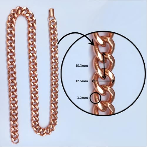 Copper Chain Necklace For Men & Women Heavy Solid Jewelry Chain 24" Unisex - 1 Heavy Solid Cuban Link Copper Chain - Gifts for Men & Women3