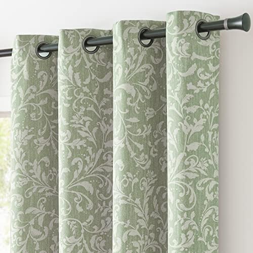 jinchan Farmhouse Blackout Curtains for Bedroom Sage Green Floral Patterned Drapes Living Room Vintage Country Curtain Room Darkening Window Treatment Set 2 Panels 84 Inches Long