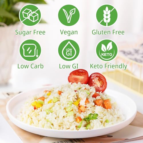 Image of VOLO VERO Konjac Rice 10 Pack, Shirataki Rice, Low Calorie Rice Alternative | Gluten Free, Vegan, Low Carb, Plant Based, Zero Sugar, Fat Free, Low GI, Ready in Minutes, Meal Prep Friendly