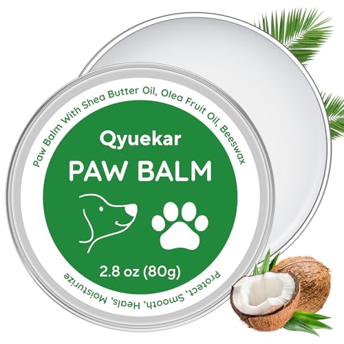 QYuekar Lick-Safe Dog Paw & Nose Balm, Dog Paw Wax Protector with Coconut Oil, Moisturizer Soother Dry Cracked Snout & Pads, All-Natural Nose Butter & Cream for Horse Hoof, Cat Petts Care, 2.8oz/80g