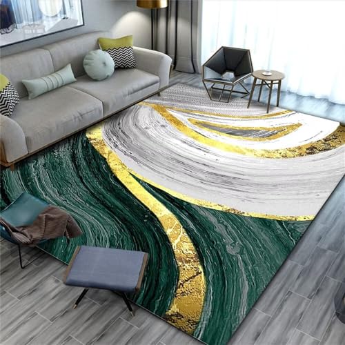 Tapis chambre adolescent abstrait vert 100x150cm lavable pour salon