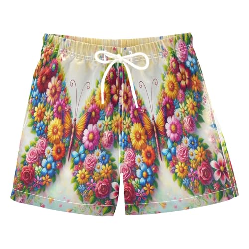 Flower Butterfly Boys Swim Trunks Quick Dry Toddler Swimsuit Boy Bathing Suits Board Shorts Swimwear 2T