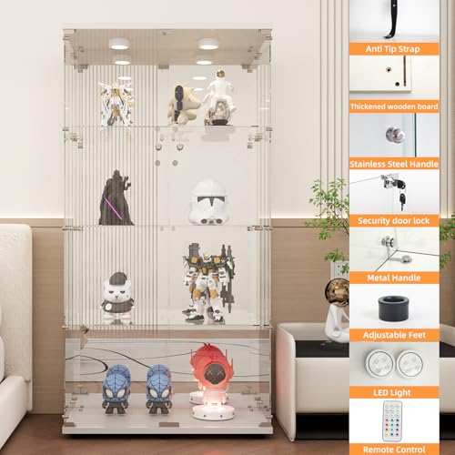 Image of LFT HUIMEI2Y 4-Tier Glass Cabinet with Mirror&LED, Display Case White
