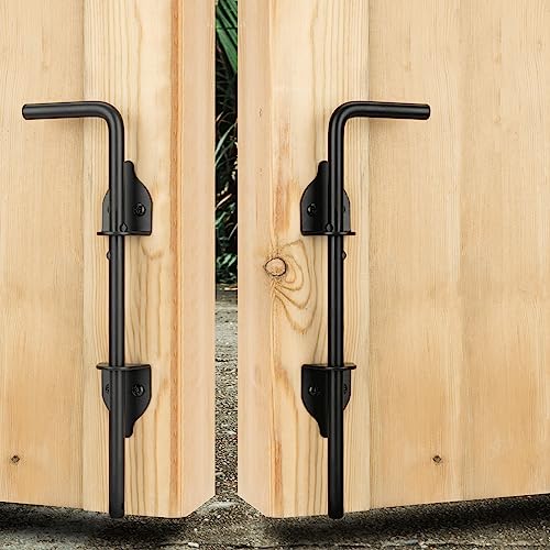 Image of 12 inch Heavy Duty Cane Bolt Gate Drop Rod-Steel Gate Ground Latch Designed for Wood Metal Vinyl Gates or Double Doors Fence Applications-2 Pack