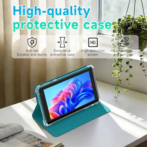 Image of WUIUHOU 7 inch Android 14 Tablet, Tablet' with Case, 8GB RAM (3GB+5GB Extended) & 32GB ROM, 3000mAh Battery, Dual Camera, 2.4G /5G WiFi 6 tab - Portable Mini Tablet for Work, Study (Navy Blue)