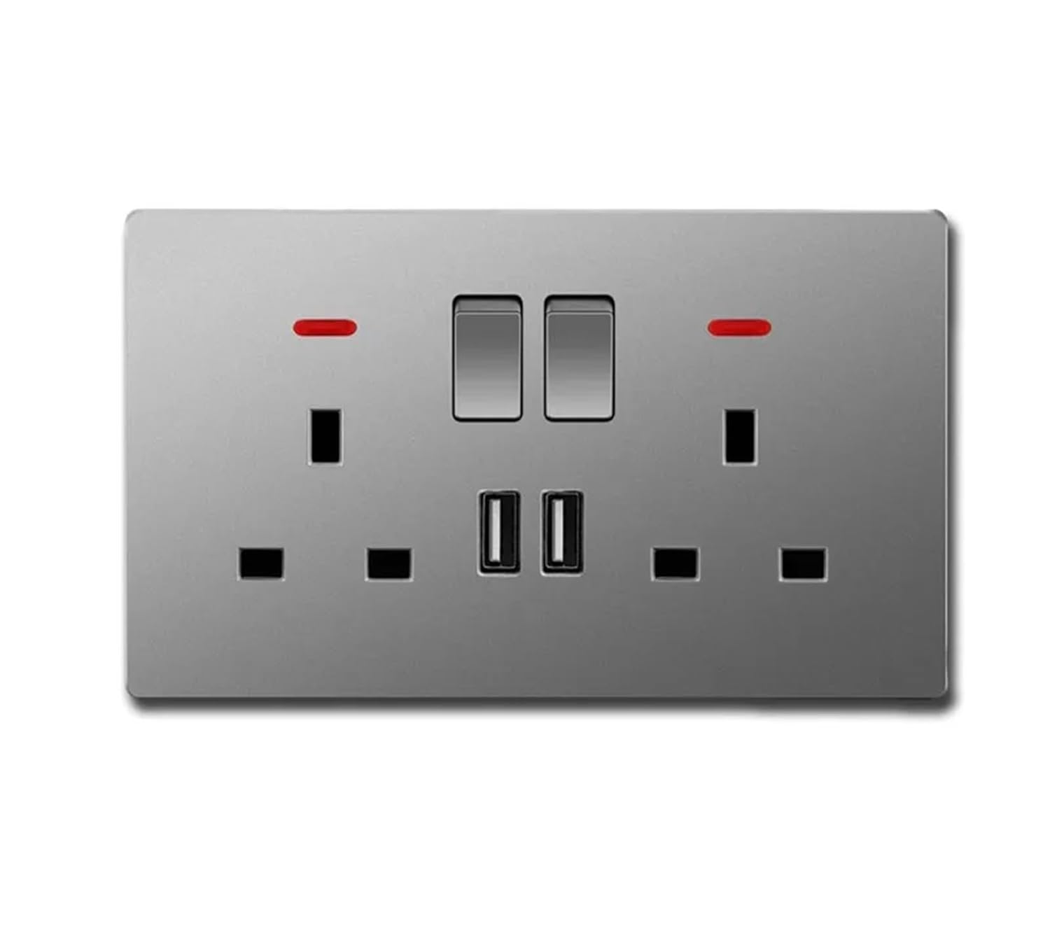 Standard Socket with USB 5V 2.1A, 146 * 86mm Plastic Panel, Dual Electrical Outlets with Switches UK USB Plug