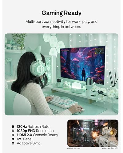 Image of Pixio PX246 Wave Mint Green 24 inch 120Hz Refresh Rate FHD 1080p Resolution IPS Panel 4ms GTG Response Time Gaming Monitor with Adaptive Sync