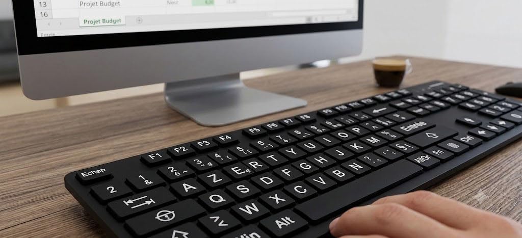 Tastiera francese con stampa grande, layout francese azerty, tastiere USB cablate per computer per ipovedenti e ipovedenti