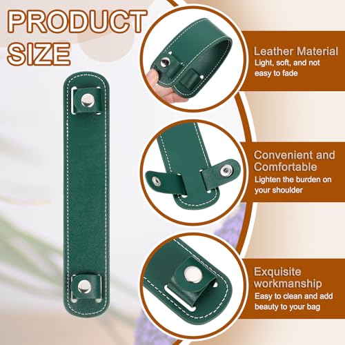 Image of uxcell 2 Pcs 8.98x1.65 Inch Leather Shoulder Strap Pad, Detachable Non-Slip Strap Covers for Tote Bags Backpacks Handbags, Green